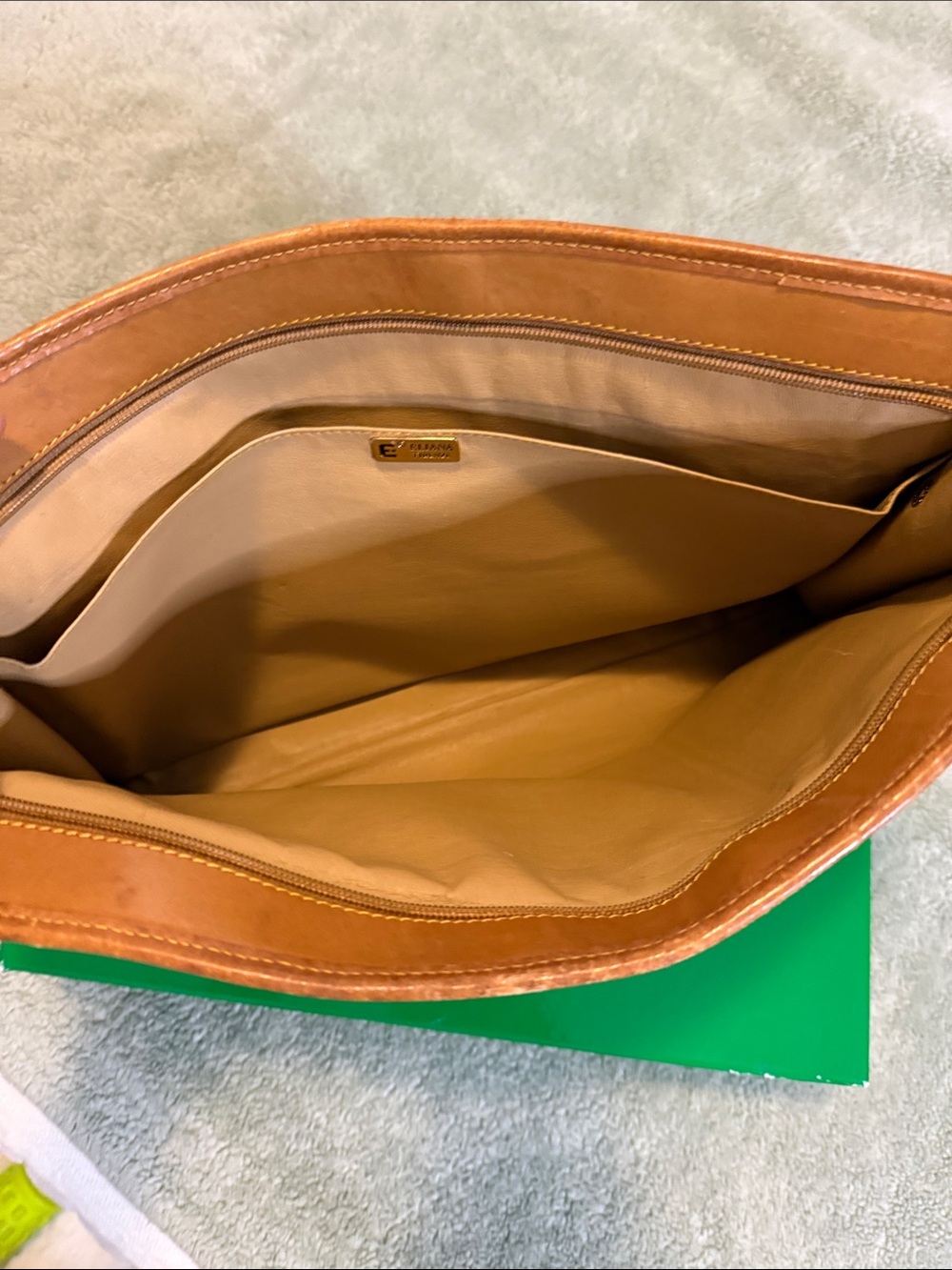 ELIANA FIRENZE Brown Canvas Travel Pouch with Tan Trim - Picture 2 of 8